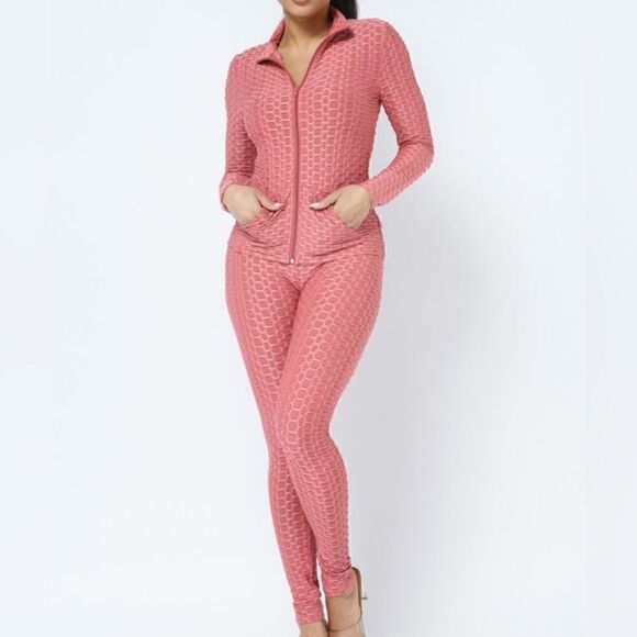 Mauve honeycomb two piece active set - Picture 1 of 10